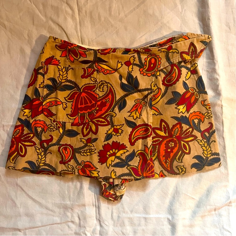 Vintage 70s Psychedelic Mini Skort XS